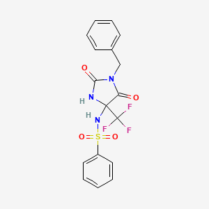 molecular formula C17H14F3N3O4S B11502977 N-[1-benzyl-2,5-dioxo-4-(trifluoromethyl)imidazolidin-4-yl]benzenesulfonamide 