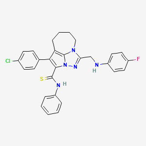 4-(4-chlorophenyl)-1-{[(4-fluorophenyl)amino]methyl}-N-phenyl-5,6,7,8-tetrahydro-2,2a,8a-triazacyclopenta[cd]azulene-3-carbothioamide