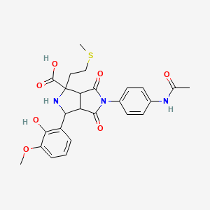 molecular formula C25H27N3O7S B11503003 5-[4-(Acetylamino)phenyl]-3-(2-hydroxy-3-methoxyphenyl)-1-[2-(methylsulfanyl)ethyl]-4,6-dioxooctahydropyrrolo[3,4-c]pyrrole-1-carboxylic acid 