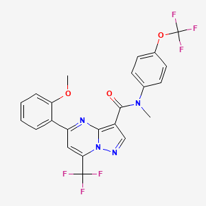 molecular formula C23H16F6N4O3 B11503014 5-(2-methoxyphenyl)-N-methyl-N-[4-(trifluoromethoxy)phenyl]-7-(trifluoromethyl)pyrazolo[1,5-a]pyrimidine-3-carboxamide 