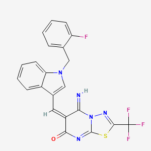 (6E)-6-{[1-(2-fluorobenzyl)-1H-indol-3-yl]methylidene}-5-imino-2-(trifluoromethyl)-5,6-dihydro-7H-[1,3,4]thiadiazolo[3,2-a]pyrimidin-7-one