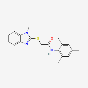 molecular formula C19H21N3OS B11503071 2-[(1-methyl-1H-benzimidazol-2-yl)sulfanyl]-N-(2,4,6-trimethylphenyl)acetamide 