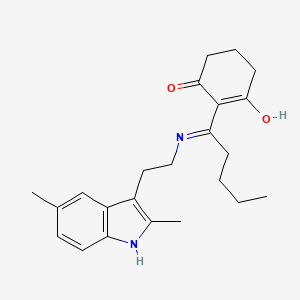 molecular formula C23H30N2O2 B11503073 2-(1-{[2-(2,5-dimethyl-1H-indol-3-yl)ethyl]amino}pentylidene)cyclohexane-1,3-dione 