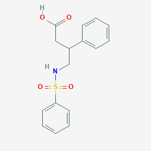 molecular formula C16H17NO4S B11503080 3-Phenyl-4-[(phenylsulfonyl)amino]butanoic acid 