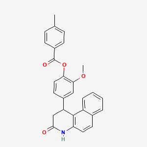 molecular formula C28H23NO4 B11503088 2-Methoxy-4-(3-oxo-1,2,3,4-tetrahydrobenzo[f]quinolin-1-yl)phenyl 4-methylbenzoate 