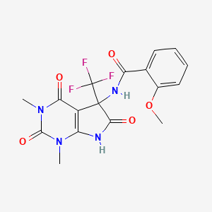 molecular formula C17H15F3N4O5 B11503091 N-[1,3-dimethyl-2,4,6-trioxo-5-(trifluoromethyl)-2,3,4,5,6,7-hexahydro-1H-pyrrolo[2,3-d]pyrimidin-5-yl]-2-methoxybenzamide 