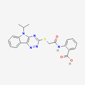 molecular formula C21H19N5O3S B11503123 2-({[(5-isopropyl-5H-[1,2,4]triazino[5,6-b]indol-3-yl)thio]acetyl}amino)benzoic acid 