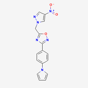 5-[(4-nitro-1H-pyrazol-1-yl)methyl]-3-[4-(1H-pyrrol-1-yl)phenyl]-1,2,4-oxadiazole