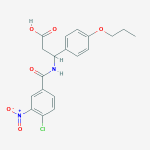 molecular formula C19H19ClN2O6 B11503147 3-{[(4-Chloro-3-nitrophenyl)carbonyl]amino}-3-(4-propoxyphenyl)propanoic acid 