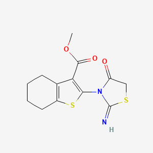 molecular formula C13H14N2O3S2 B11503216 Methyl 2-(2-imino-4-oxo-1,3-thiazolidin-3-yl)-4,5,6,7-tetrahydro-1-benzothiophene-3-carboxylate 