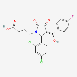 molecular formula C21H16Cl2FNO5 B11503224 4-[2-(2,4-dichlorophenyl)-3-(4-fluorobenzoyl)-4-hydroxy-5-oxo-2,5-dihydro-1H-pyrrol-1-yl]butanoic acid 