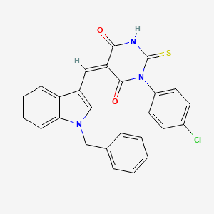 molecular formula C26H18ClN3O2S B11503241 (5Z)-5-[(1-benzyl-1H-indol-3-yl)methylidene]-1-(4-chlorophenyl)-2-sulfanylpyrimidine-4,6(1H,5H)-dione 