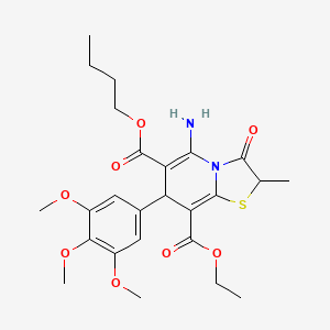 molecular formula C25H32N2O8S B11503257 6-butyl 8-ethyl 5-amino-2-methyl-3-oxo-7-(3,4,5-trimethoxyphenyl)-2,3-dihydro-7H-[1,3]thiazolo[3,2-a]pyridine-6,8-dicarboxylate 