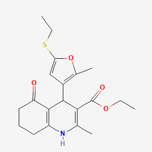 molecular formula C20H25NO4S B11503268 Ethyl 4-[5-(ethylsulfanyl)-2-methylfuran-3-yl]-2-methyl-5-oxo-1,4,5,6,7,8-hexahydroquinoline-3-carboxylate 