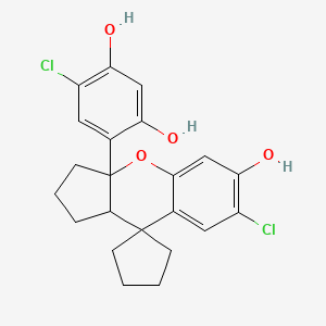 molecular formula C22H22Cl2O4 B11503272 4-chloro-6-(7-chloro-6-hydroxy-1,2,3,9a-tetrahydro-3aH-spiro[cyclopenta[b]chromene-9,1'-cyclopentan]-3a-yl)benzene-1,3-diol 