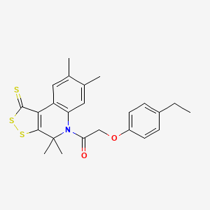 molecular formula C24H25NO2S3 B11503293 2-(4-ethylphenoxy)-1-(4,4,7,8-tetramethyl-1-thioxo-1,4-dihydro-5H-[1,2]dithiolo[3,4-c]quinolin-5-yl)ethanone 