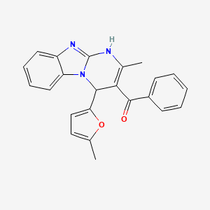 molecular formula C23H19N3O2 B11503296 [2-Methyl-4-(5-methylfuran-2-yl)-1,4-dihydropyrimido[1,2-a]benzimidazol-3-yl](phenyl)methanone 