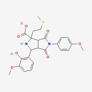 3-(2-Hydroxy-3-methoxyphenyl)-5-(4-methoxyphenyl)-1-[2-(methylsulfanyl)ethyl]-4,6-dioxooctahydropyrrolo[3,4-c]pyrrole-1-carboxylic acid