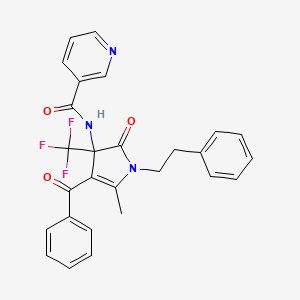 N-[5-methyl-2-oxo-4-(phenylcarbonyl)-1-(2-phenylethyl)-3-(trifluoromethyl)-2,3-dihydro-1H-pyrrol-3-yl]pyridine-3-carboxamide