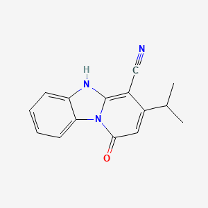 molecular formula C15H13N3O B11503364 1-Oxo-3-(propan-2-yl)-1,5-dihydropyrido[1,2-a]benzimidazole-4-carbonitrile 