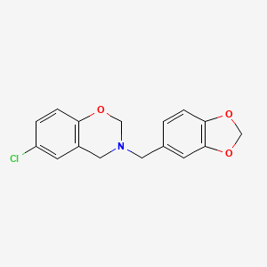 molecular formula C16H14ClNO3 B11503369 3-(1,3-benzodioxol-5-ylmethyl)-6-chloro-3,4-dihydro-2H-1,3-benzoxazine 