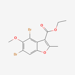 molecular formula C13H12Br2O4 B11503444 Ethyl 4,6-dibromo-5-methoxy-2-methyl-1-benzofuran-3-carboxylate CAS No. 7287-54-9