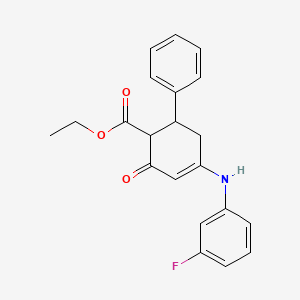 Ethyl 4-[(3-fluorophenyl)amino]-2-oxo-6-phenylcyclohex-3-ene-1-carboxylate