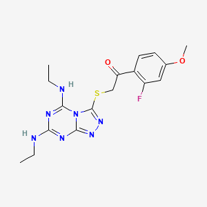 2-{[5,7-Bis(ethylamino)[1,2,4]triazolo[4,3-a][1,3,5]triazin-3-yl]sulfanyl}-1-(2-fluoro-4-methoxyphenyl)ethanone