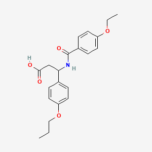 molecular formula C21H25NO5 B11503492 3-{[(4-Ethoxyphenyl)carbonyl]amino}-3-(4-propoxyphenyl)propanoic acid 