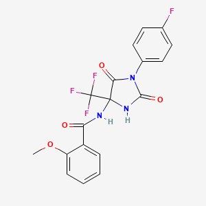 N-[1-(4-fluorophenyl)-2,5-dioxo-4-(trifluoromethyl)imidazolidin-4-yl]-2-methoxybenzamide