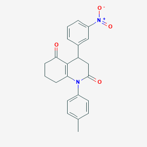 molecular formula C22H20N2O4 B11503523 1-(4-methylphenyl)-4-(3-nitrophenyl)-4,6,7,8-tetrahydroquinoline-2,5(1H,3H)-dione 