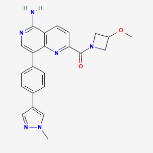 molecular formula C23H22N6O2 B1150355 [5-Amino-8-[4-(1-methylpyrazol-4-yl)phenyl]-1,6-naphthyridin-2-yl]-(3-methoxyazetidin-1-yl)methanone 
