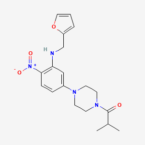 molecular formula C19H24N4O4 B11503555 1-(4-{3-[(Furan-2-ylmethyl)amino]-4-nitrophenyl}piperazin-1-yl)-2-methylpropan-1-one 