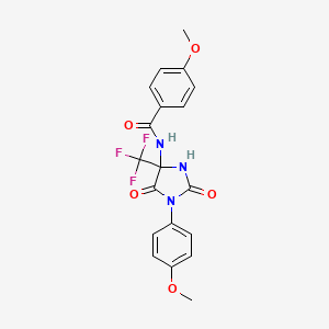 molecular formula C19H16F3N3O5 B11503599 4-methoxy-N-[1-(4-methoxyphenyl)-2,5-dioxo-4-(trifluoromethyl)imidazolidin-4-yl]benzamide 