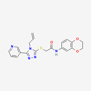 molecular formula C20H19N5O3S B11503624 N-(2,3-dihydro-1,4-benzodioxin-6-yl)-2-{[4-(prop-2-en-1-yl)-5-(pyridin-3-yl)-4H-1,2,4-triazol-3-yl]sulfanyl}acetamide 