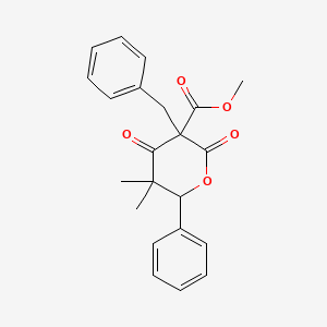 molecular formula C22H22O5 B11503673 3-Benzyl-5,5-dimethyl-2,4-dioxo-6-phenyl-tetrahydro-pyran-3-carboxylic acid methyl ester 