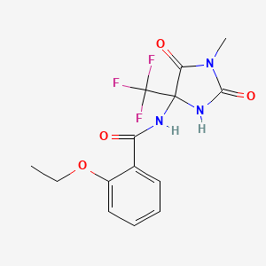 molecular formula C14H14F3N3O4 B11503683 2-ethoxy-N-[1-methyl-2,5-dioxo-4-(trifluoromethyl)imidazolidin-4-yl]benzamide 