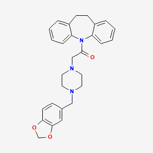 molecular formula C28H29N3O3 B11503703 2-[4-(1,3-benzodioxol-5-ylmethyl)piperazino]-1-(10,11-dihydro-5H-dibenzo[b,f]azepin-5-yl)-1-ethanone 