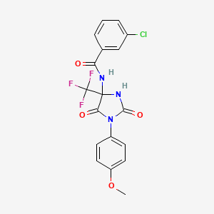 molecular formula C18H13ClF3N3O4 B11503720 3-chloro-N-[1-(4-methoxyphenyl)-2,5-dioxo-4-(trifluoromethyl)imidazolidin-4-yl]benzamide 