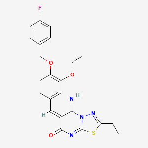 (6E)-6-{3-ethoxy-4-[(4-fluorobenzyl)oxy]benzylidene}-2-ethyl-5-imino-5,6-dihydro-7H-[1,3,4]thiadiazolo[3,2-a]pyrimidin-7-one