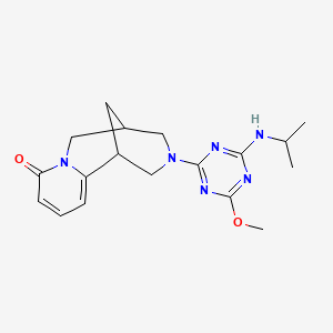 molecular formula C18H24N6O2 B11503761 Pyrido[1,2-a][1,5]diazocin-8-one, 3-(4-isopropylamino-6-methoxy-[1,3,5]triazin-2-yl)-1,2,3,4,5,6-hexahydro-1,5-methano- 