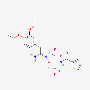 N-[2-({[(1Z)-1-amino-2-(3,4-diethoxyphenyl)ethylidene]amino}oxy)-1,1,1,3,3,3-hexafluoropropan-2-yl]thiophene-2-carboxamide