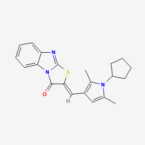 molecular formula C21H21N3OS B11503768 (2Z)-2-[(1-cyclopentyl-2,5-dimethyl-1H-pyrrol-3-yl)methylidene][1,3]thiazolo[3,2-a]benzimidazol-3(2H)-one 