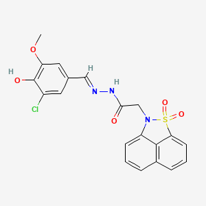 molecular formula C20H16ClN3O5S B11503778 N'-[(E)-(3-Chloro-4-hydroxy-5-methoxyphenyl)methylene]-2-(1,1-dioxido-2H-naphtho[1,8-CD]isothiazol-2-YL)acetohydrazide 