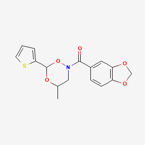 molecular formula C16H15NO5S B11503784 Benzo[1,3]dioxol-5-yl-(4-methyl-6-thiophen-2-yl-[1,5,2]dioxazinan-2-yl)-methanone 