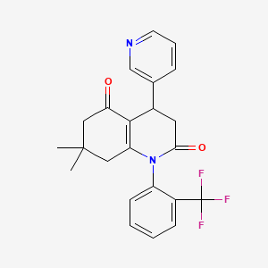 molecular formula C23H21F3N2O2 B11503793 7,7-dimethyl-4-(pyridin-3-yl)-1-[2-(trifluoromethyl)phenyl]-4,6,7,8-tetrahydroquinoline-2,5(1H,3H)-dione 