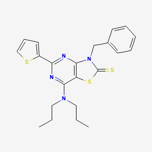 molecular formula C22H24N4S3 B11503846 3-benzyl-7-(dipropylamino)-5-(thiophen-2-yl)[1,3]thiazolo[4,5-d]pyrimidine-2(3H)-thione 