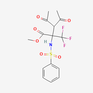 Pentanoic acid, 3-acetyl-2-benzenesulfonylamino-4-oxo-2-trifluoromethyl-, methyl ester