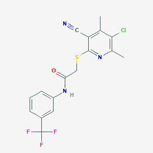 2-[(5-chloro-3-cyano-4,6-dimethylpyridin-2-yl)sulfanyl]-N-[3-(trifluoromethyl)phenyl]acetamide