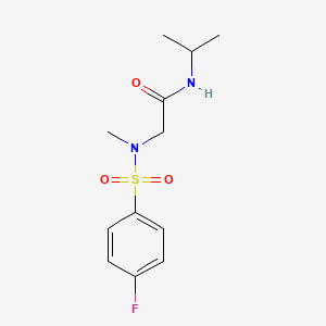 molecular formula C12H17FN2O3S B11503886 2-(N-Methyl4-fluorobenzenesulfonamido)-N-(propan-2-YL)acetamide 